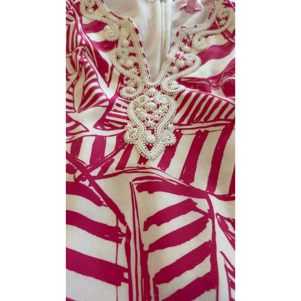 Lilly Pulitzer Pink White with Beaded Detail Shift Dress Size Small - Picture 6 of 11